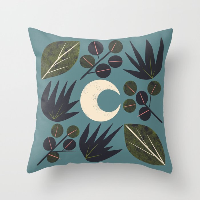 Moonlit Leaves Grid Throw Pillow Gallery Image 6