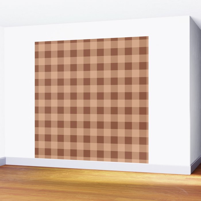 Gingham Large Brown Dark Light Tan Wall Mural Gallery Image 2