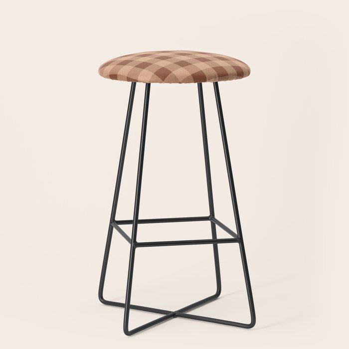 Gingham Large Brown Dark Light Tan Stool Gallery Image 1