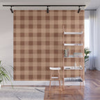 Gingham Large Brown Dark Light Tan Wall Mural Gallery Image 1