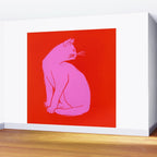 Pink Color Block Cat Wall Mural Gallery Image 2