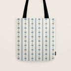 Blue And Cream Stripes And Flowers Tote Bag Gallery Image 1