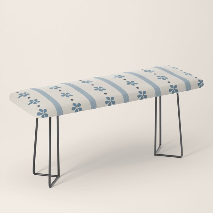 Blue And Cream Stripes And Flowers Bench Gallery Image 1