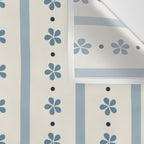 Blue And Cream Stripes And Flowers Wall Tapestry Gallery Image 3