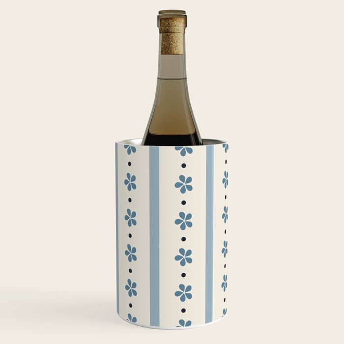 Blue And Cream Stripes And Flowers Wine Chiller Gallery Image 2