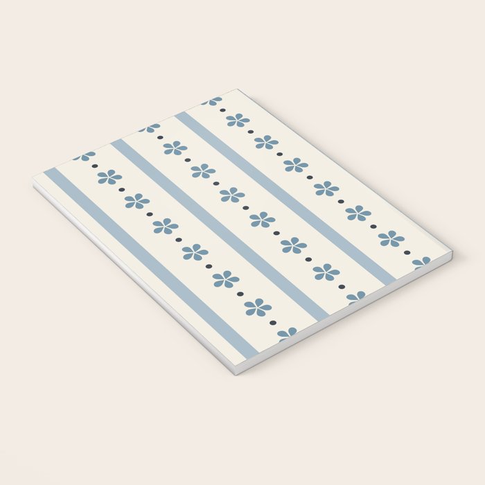 Blue And Cream Stripes And Flowers Notebook Gallery Image 3