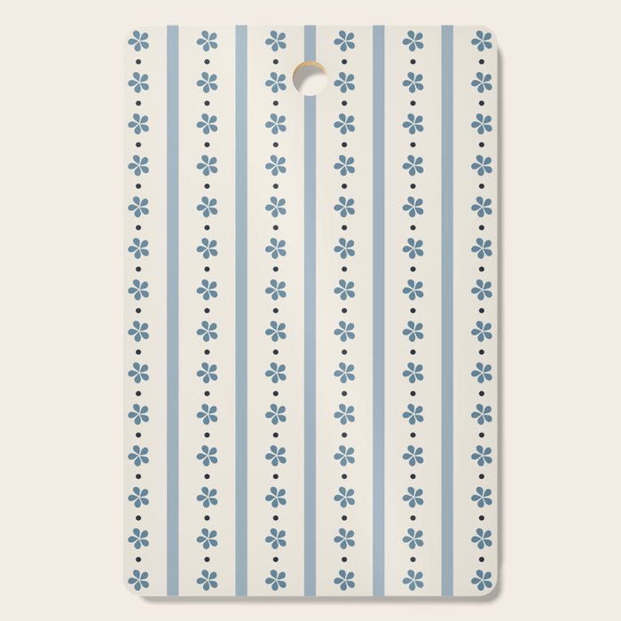 Blue And Cream Stripes And Flowers Cutting Board Gallery Image 1