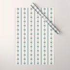 Blue And Cream Stripes And Flowers Wrapping Paper Gallery Image 1