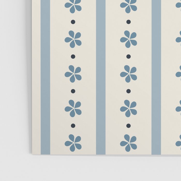 Blue And Cream Stripes And Flowers Poster Gallery Image 3