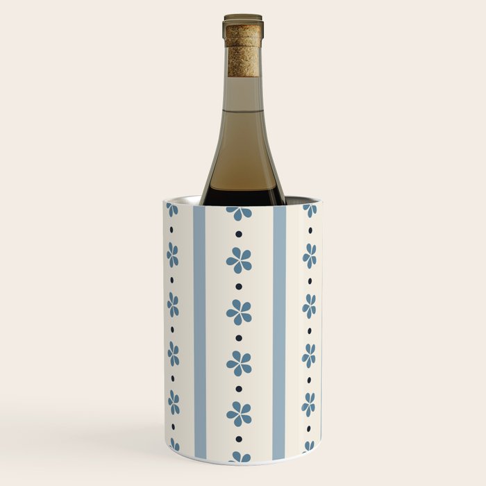 Blue And Cream Stripes And Flowers Wine Chiller Gallery Image 3