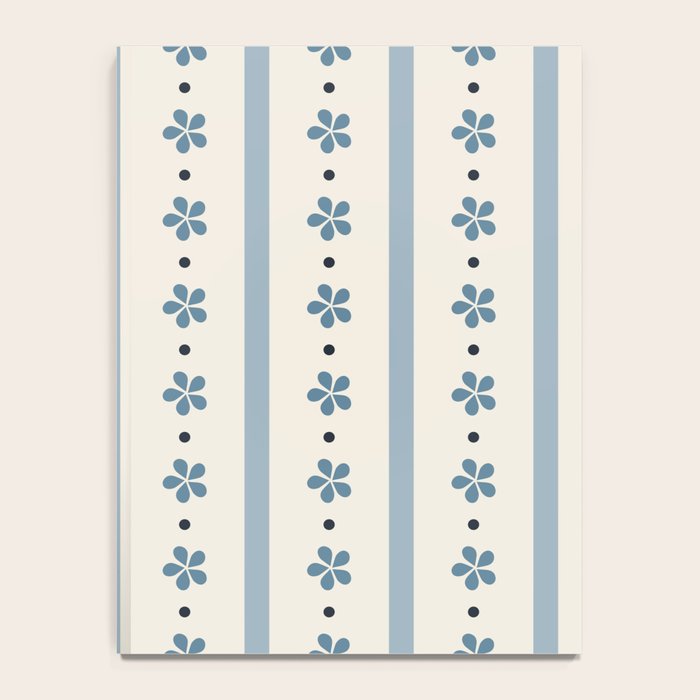 Blue And Cream Stripes And Flowers Notebook Gallery Image 4