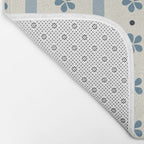 Blue And Cream Stripes And Flowers Bath Mat Gallery Image 2