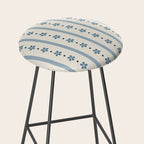 Blue And Cream Stripes And Flowers Stool Gallery Image 2