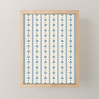 Blue And Cream Stripes And Flowers Mini Art Print Gallery Image 1