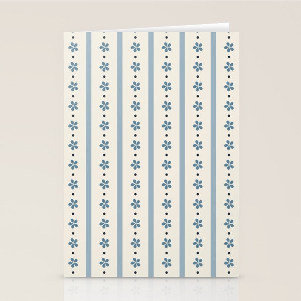 Blue And Cream Stripes And Flowers Stationery Card Gallery Image 2