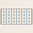 Blue And Cream Stripes And Flowers Desk Mat Gallery Image 3