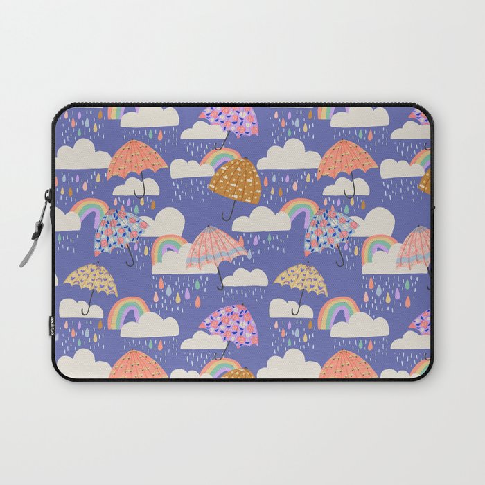 Spring Rain with Umbrellas Laptop Sleeve Gallery Image 1