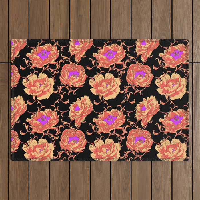 Romantic Vintage Peonies Outdoor Rug Gallery Image 1