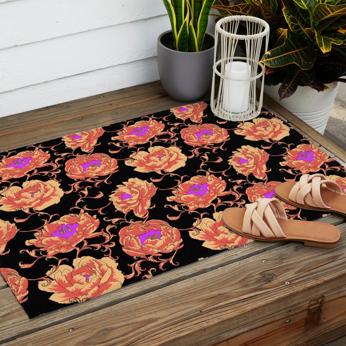 Romantic Vintage Peonies Outdoor Rug Gallery Image 2