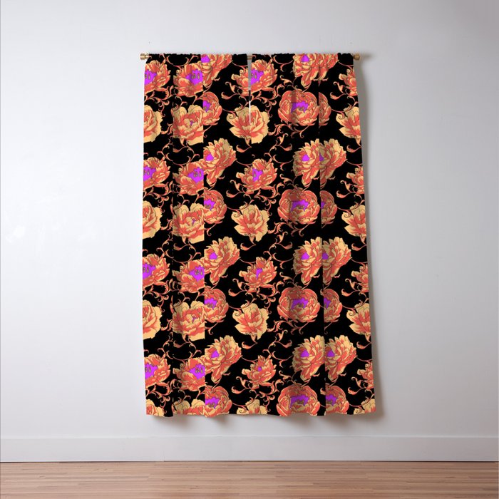Romantic Vintage Peonies Window Curtain Gallery Image 3