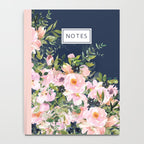 Boho, Floral Watercolor, Roses, Navy Blue and Pink Notebook Gallery Image 4