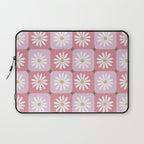 Checkered Daisies - Blush & Gold Laptop Sleeve Gallery Image 1