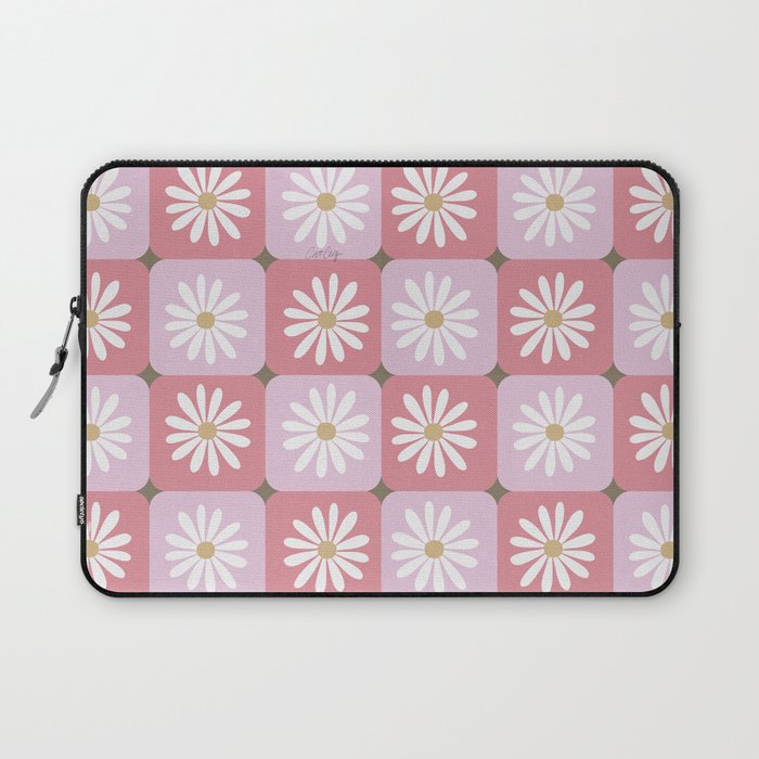 Checkered Daisies - Blush & Gold Laptop Sleeve Gallery Image 1