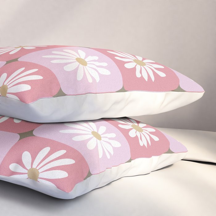 Checkered Daisies - Blush & Gold Pillow Sham Gallery Image 3