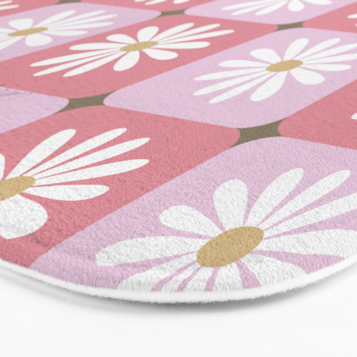 Checkered Daisies - Blush & Gold Bath Mat Gallery Image 3