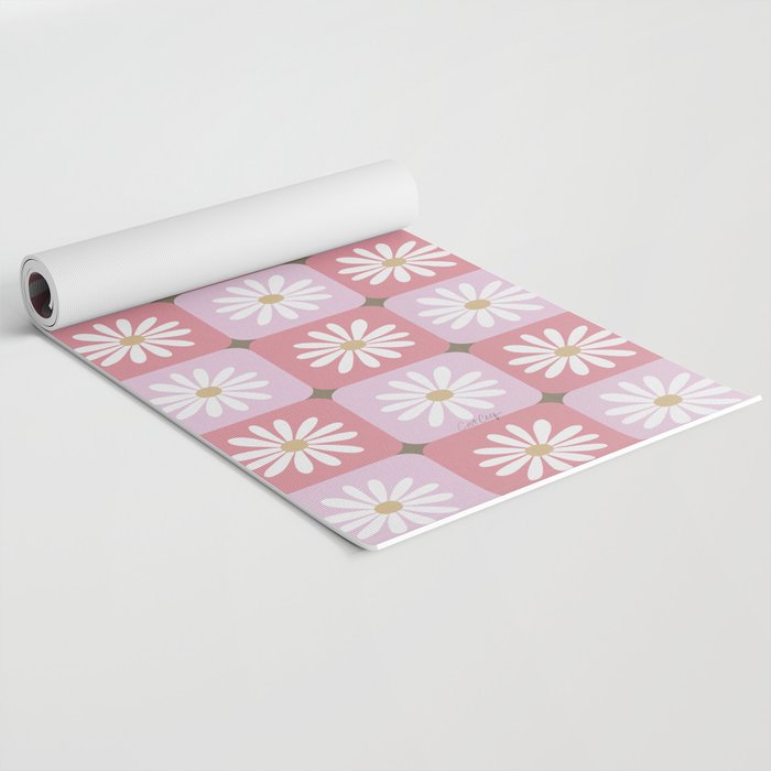 Checkered Daisies - Blush & Gold Yoga Mat Gallery Image 2
