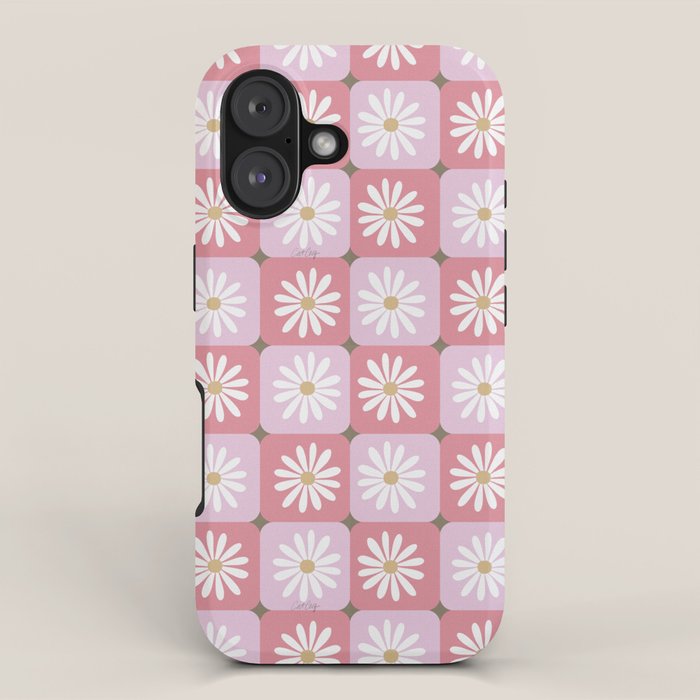 Checkered Daisies - Blush & Gold iPhone Case Gallery Image 1