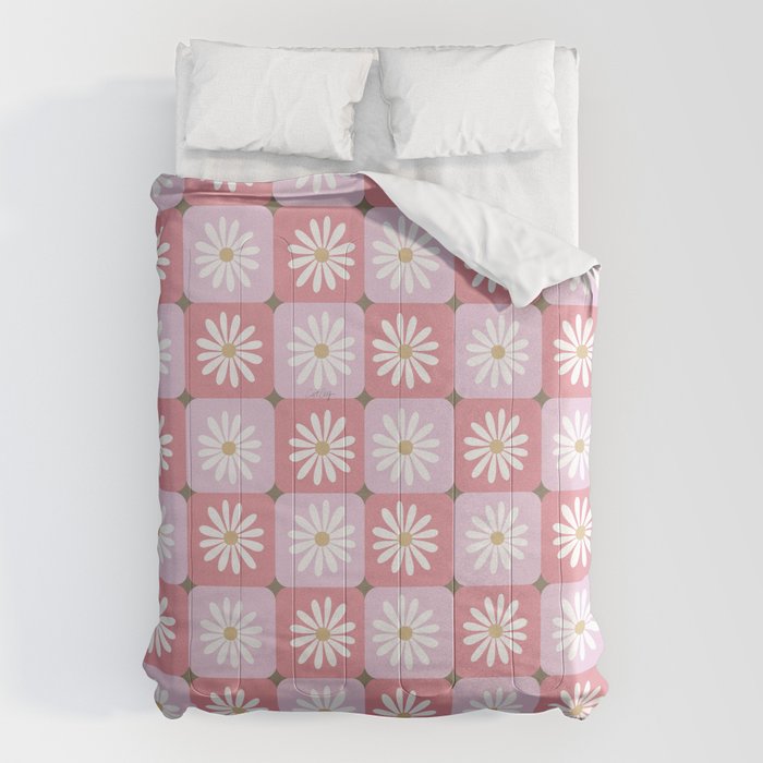 Checkered Daisies - Blush & Gold Comforter Gallery Image 1