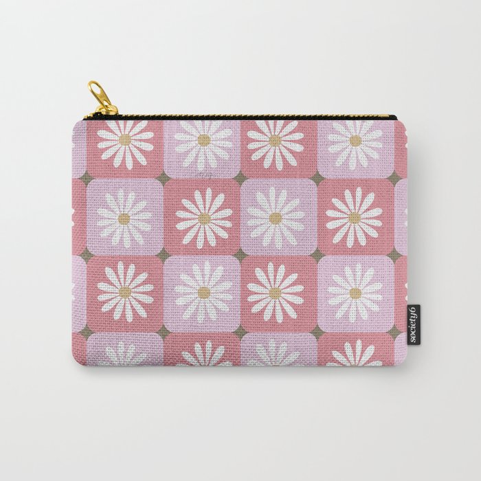 Checkered Daisies - Blush & Gold Carry All Pouch Gallery Image 1
