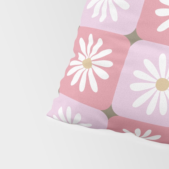 Checkered Daisies - Blush & Gold Pillow Sham Gallery Image 4