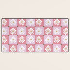Checkered Daisies - Blush & Gold Desk Mat Gallery Image 3