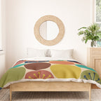 Midcentury Modern Atomic Dot Semi Pattern in Mustard, Olive, Orange, Turquoise, Blue, and Beige Duvet Cover Gallery Image 3