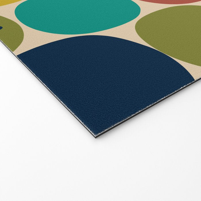Midcentury Modern Atomic Dot Semi Pattern in Mustard, Olive, Orange, Turquoise, Blue, and Beige Welcome Mat Gallery Image 2