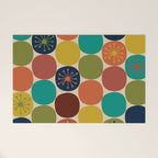 Midcentury Modern Atomic Dot Semi Pattern in Mustard, Olive, Orange, Turquoise, Blue, and Beige Welcome Mat Gallery Image 1