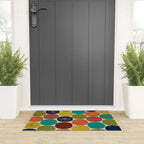 Midcentury Modern Atomic Dot Semi Pattern in Mustard, Olive, Orange, Turquoise, Blue, and Beige Welcome Mat Gallery Image 3