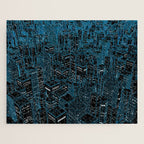 Night light city / Lineart city in blue Jigsaw Puzzle Gallery Image 1