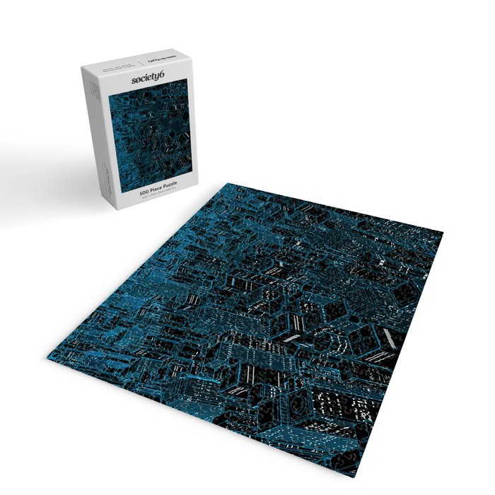 Night light city / Lineart city in blue Jigsaw Puzzle Gallery Image 2