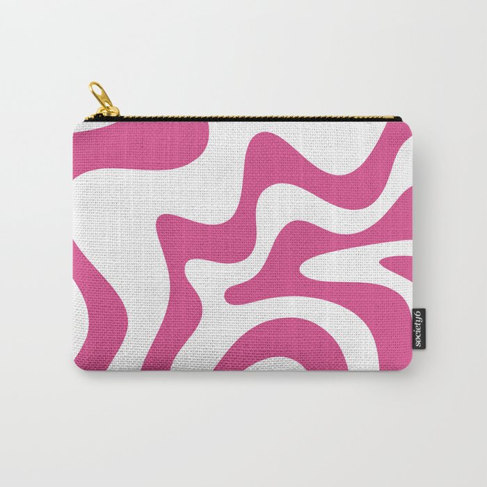 Retro Liquid Swirl Abstract Pattern in Preppy Hot Pink Carry All Pouch Gallery Image 1