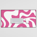 Retro Liquid Swirl Abstract Pattern in Preppy Hot Pink Desk Mat Gallery Image 1