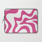 Retro Liquid Swirl Abstract Pattern in Preppy Hot Pink Laptop Sleeve Gallery Image 1