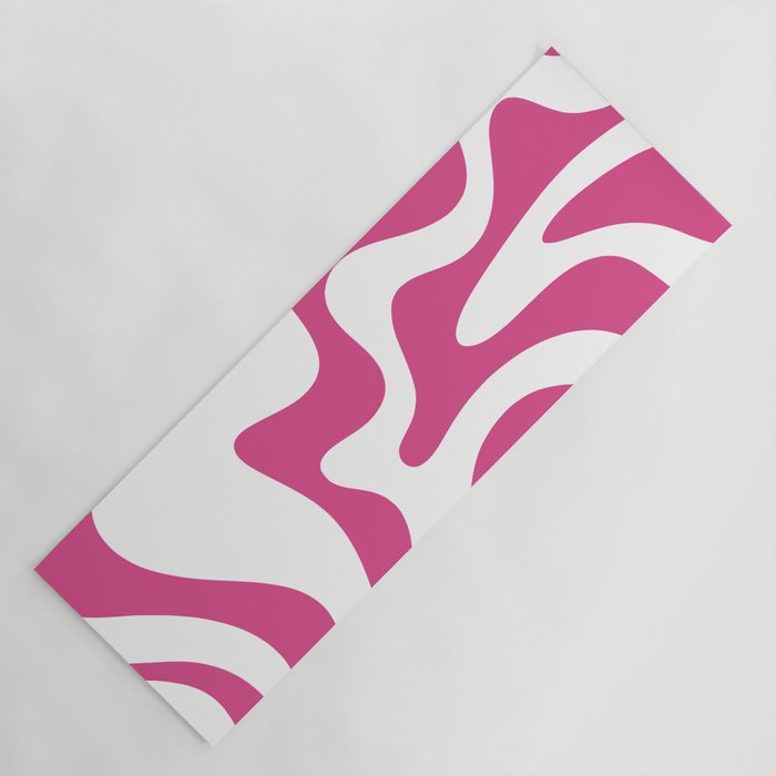 Retro Liquid Swirl Abstract Pattern in Preppy Hot Pink Yoga Mat Gallery Image 1