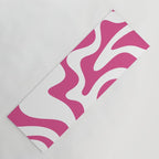 Retro Liquid Swirl Abstract Pattern in Preppy Hot Pink Yoga Mat Gallery Image 1