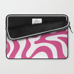 Retro Liquid Swirl Abstract Pattern in Preppy Hot Pink Laptop Sleeve Gallery Image 2