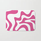Retro Liquid Swirl Abstract Pattern in Preppy Hot Pink Bath Mat Gallery Image 1