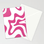 Retro Liquid Swirl Abstract Pattern in Preppy Hot Pink Stationery Card Gallery Image 2