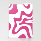 Retro Liquid Swirl Abstract Pattern in Preppy Hot Pink Stationery Card Gallery Image 2